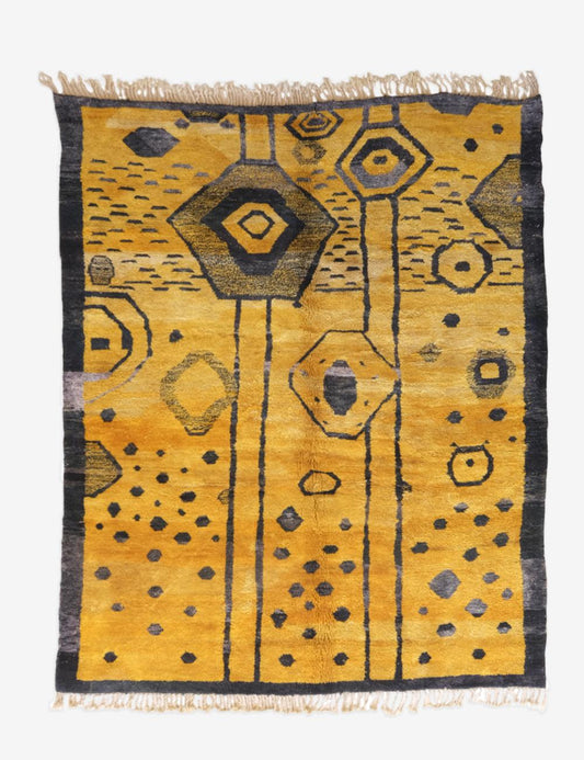 Moroccan Yellow Beni Mrirt Wool Rug 9.8 x 7.6 ft / 298 x 232 cm