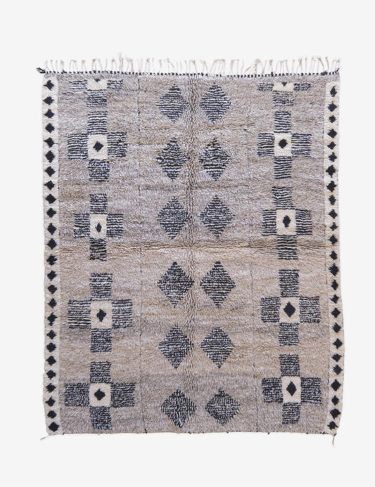 Moroccan Beni Mrirt Wool Rug 7.4 x 6 ft / 227 x 185 cm - Surcoma