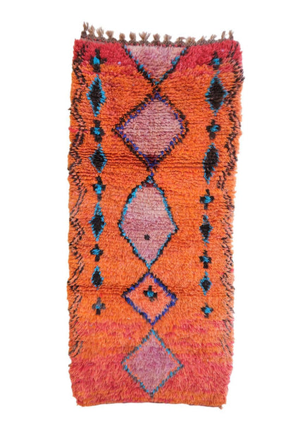 Moroccan Berber Orange Boujad Rug 6 x 2.6 ft / 184 x 82 cm - Surcoma