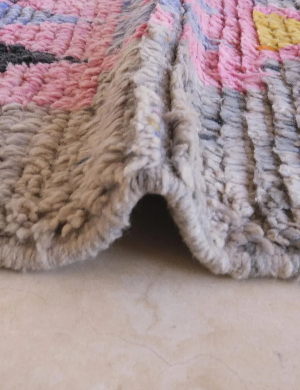 Moroccan Berber Rug in Grey with Colorful Abstract and Striped Patterns 9 x 5.6 ft / 274 x 172 cm