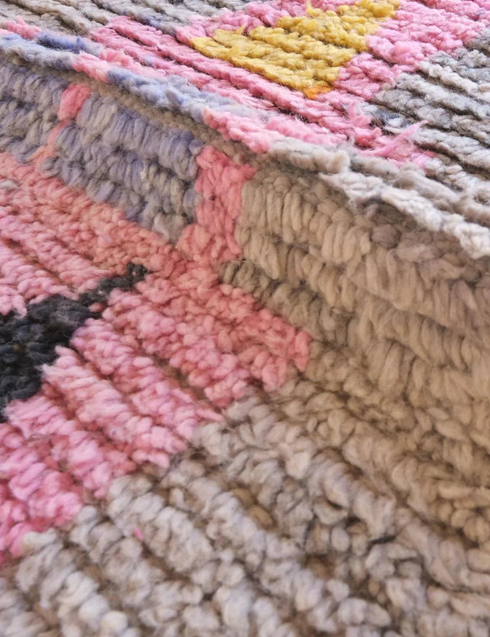 Moroccan Berber Rug in Grey with Colorful Abstract and Striped Patterns 9 x 5.6 ft / 274 x 172 cm
