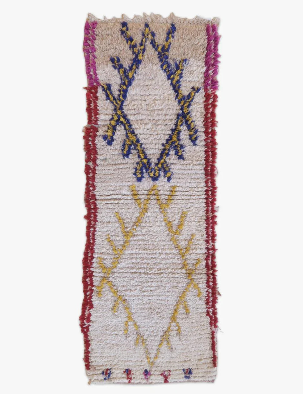 Moroccan Berber Rug with Colorful Abstract and Striped Patterns 6.3 x 2.2 ft / 192 x 68 cm