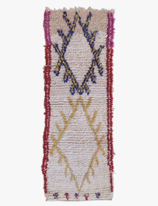 Moroccan Berber Rug with Colorful Abstract and Striped Patterns 6.3 x 2.2 ft / 192 x 68 cm