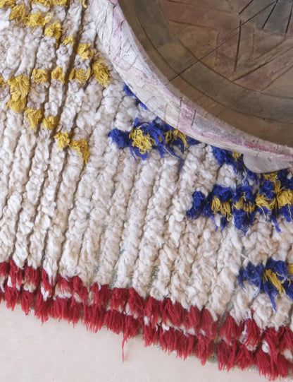 Moroccan Berber Rug with Colorful Abstract and Striped Patterns 6.3 x 2.2 ft / 192 x 68 cm - Surcoma