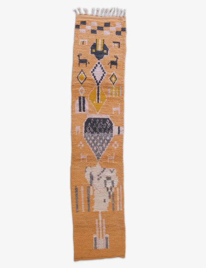 Moroccan Berber Runner Rug 12.5 x 2.4 ft / 382 x 74 cm - Surcoma