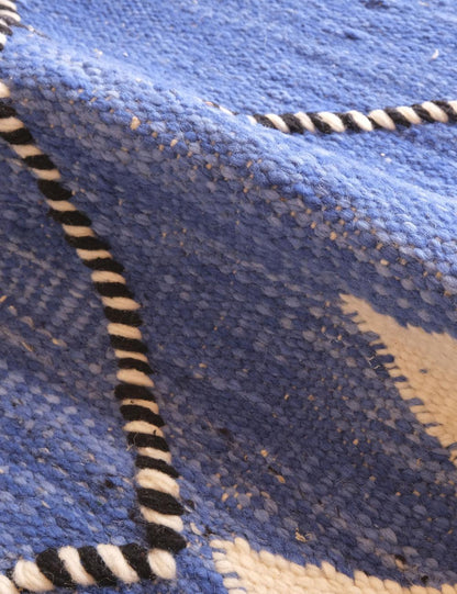 Moroccan Blue Flatwoven Rug 9 x 4.4 ft / 274 x 135 cm - Surcoma