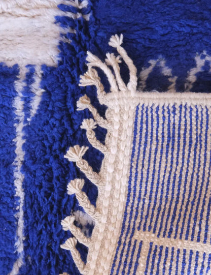 Moroccan Blue Handknotted Wool Rug 5.7 x 4 ft / 173 x 124 cm - Surcoma