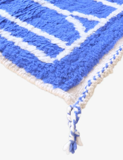 Moroccan Blue Wool Rug 6.8 x 6 ft / 206 x 183 cm - Surcoma