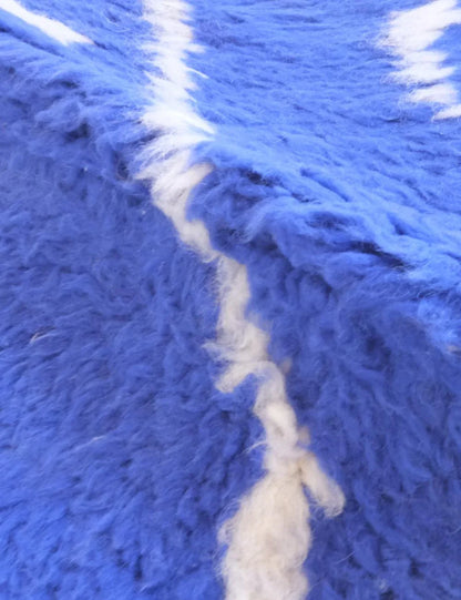 Moroccan Blue Wool Rug 6.8 x 6 ft / 206 x 183 cm - Surcoma