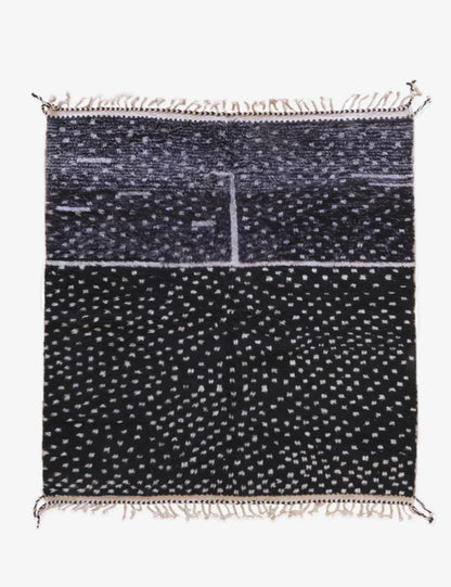 Black Moroccan Rug 6.9 x 6.2 ft / 211 x 191 cm - Surcoma