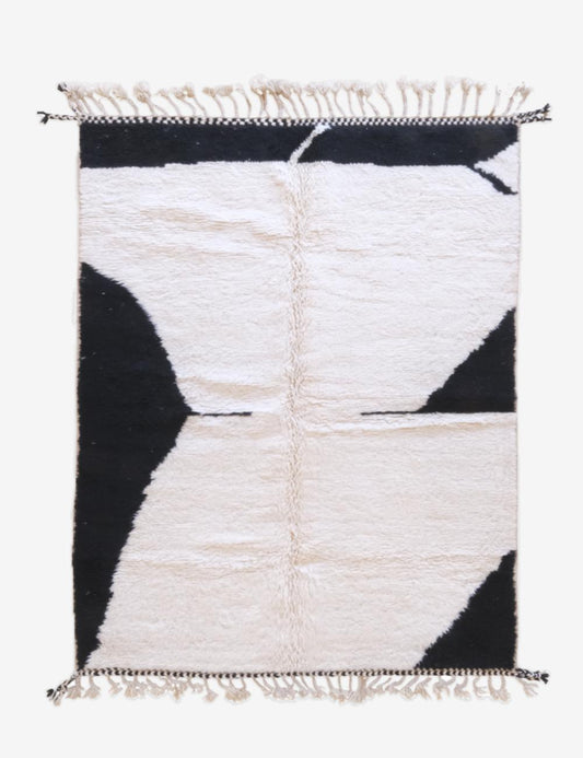 Contemporary Black and White Rug 7.7 x 6 ft / 234 x 184 cm