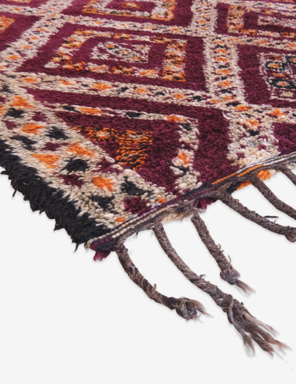 Moroccan Burgundy Wool Rug 12.2 x 6.5 ft / 372 x 198 cm