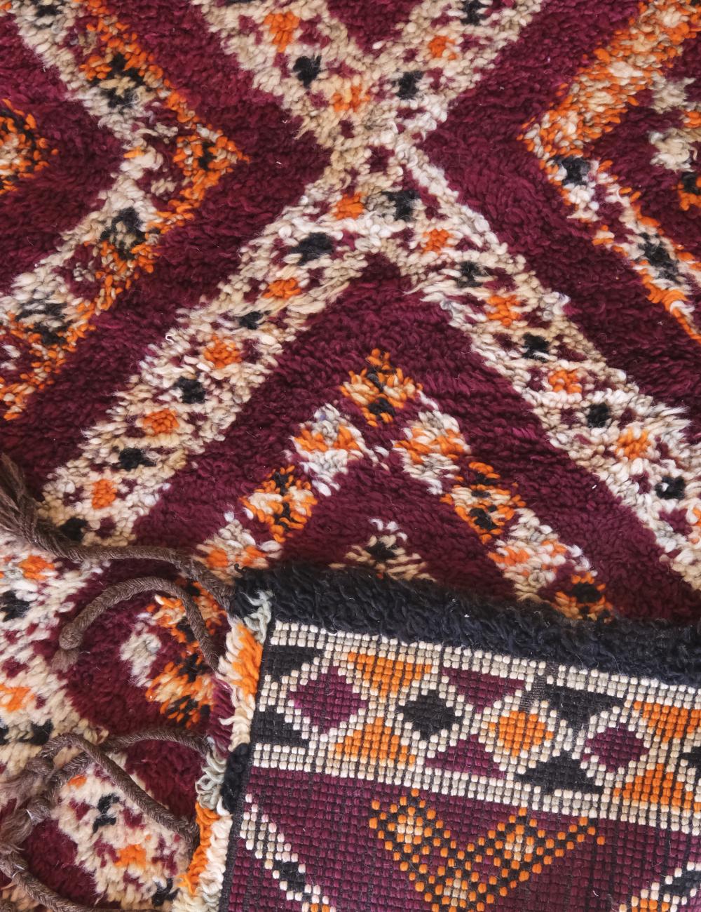 Moroccan Burgundy Wool Rug 12.2 x 6.5 ft / 372 x 198 cm