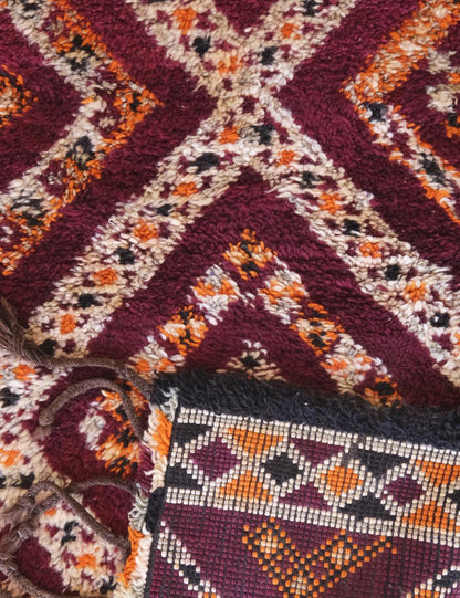 Moroccan Burgundy Wool Rug 12.2 x 6.5 ft / 372 x 198 cm