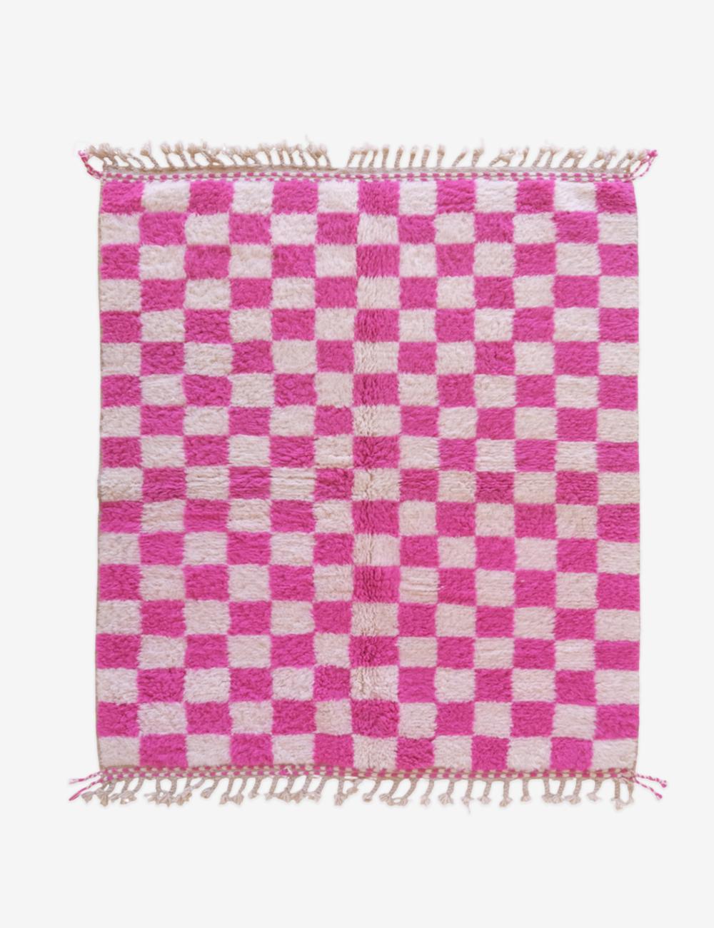 Custom Pink Checkerboard Moroccan Rug - Forma 20
