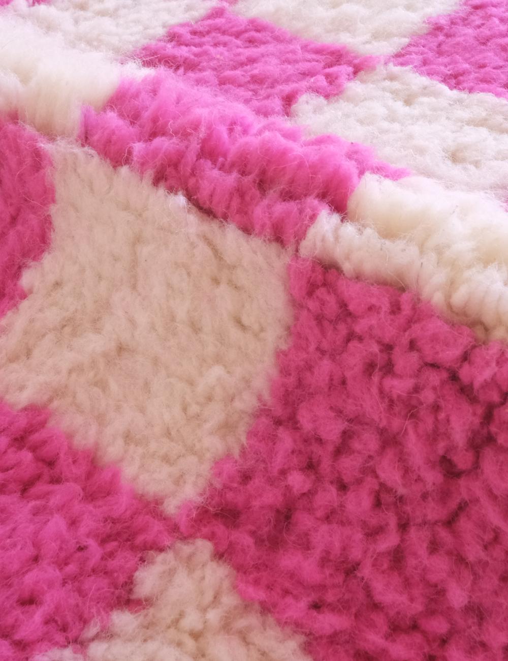 Custom Pink Checkerboard Moroccan Rug - Forma 20