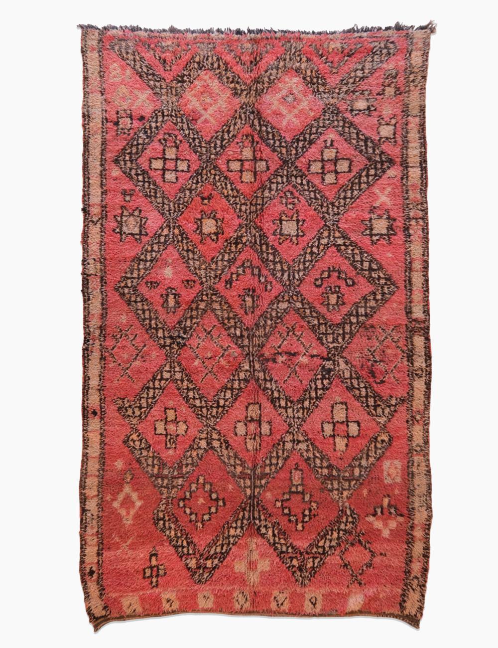 Geometric Rug Diamond Design in Coral & Brown 10.1 x 5.9 ft / 308 x 180 cm - Surcoma