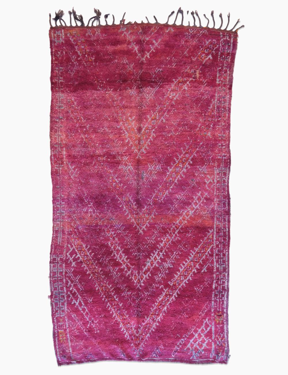 Handwoven Purple Berber Wool Carpet 12.1 x 6.4 ft / 370 x 195 cm - Surcoma