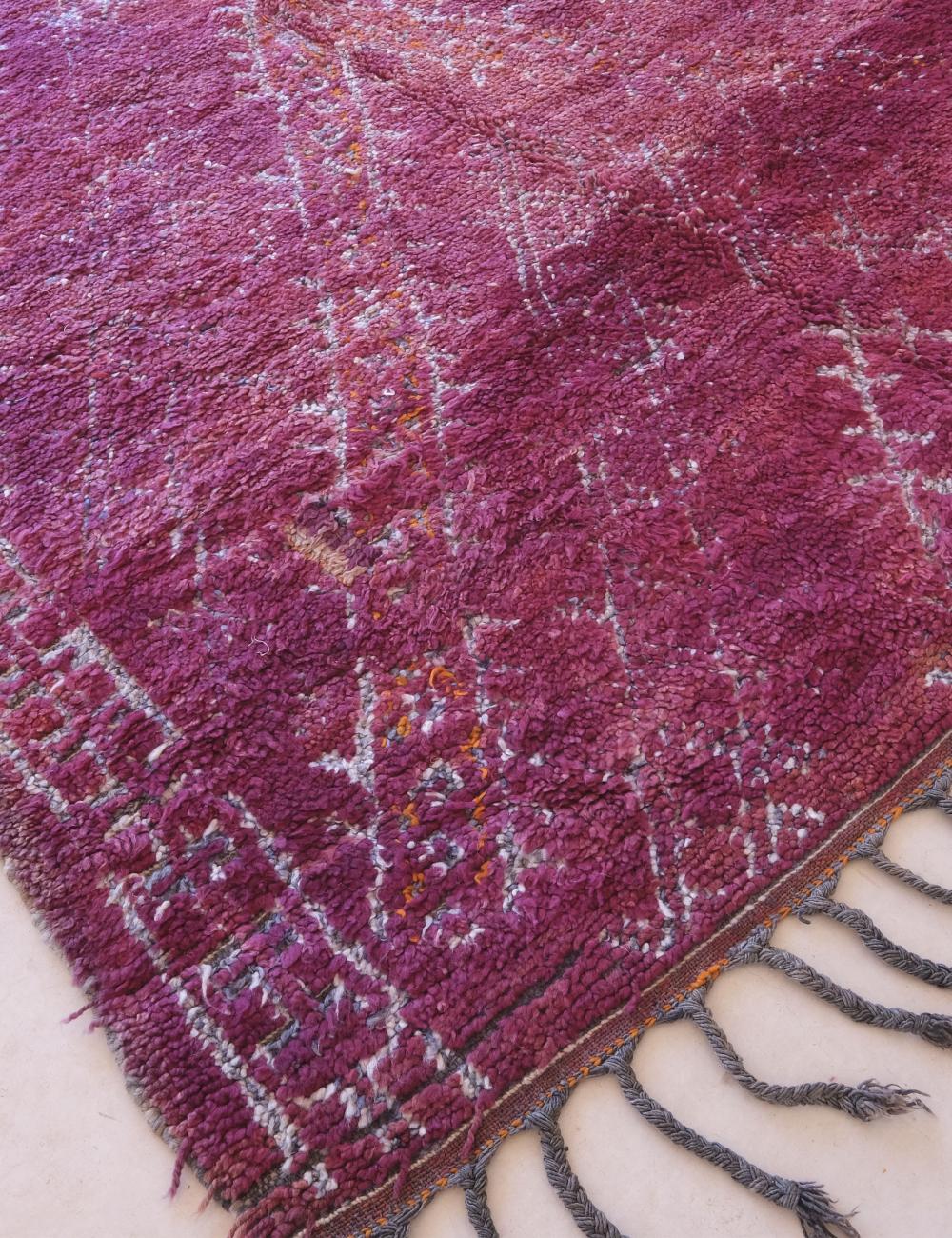 Handwoven Purple Berber Wool Carpet 12.1 x 6.4 ft / 370 x 195 cm - Surcoma