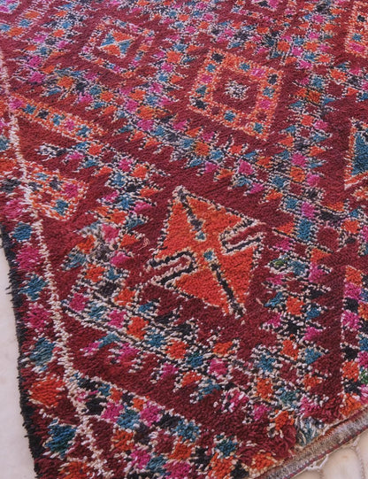 Red Colorful Wool Rug 11.2 x 6.7 ft / 340 x 205 cm - Surcoma