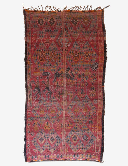 Red Moroccan Collectible Wool Rug 12.1 x 6 ft / 370 x 184 cm - Surcoma