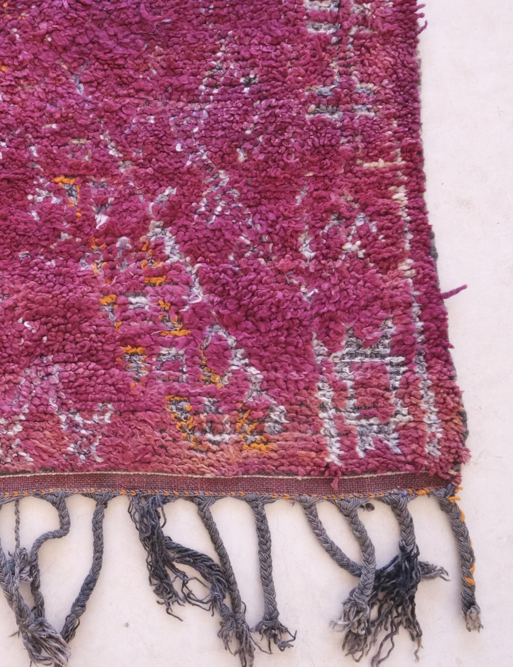 Handwoven Purple Berber Wool Carpet 12.1 x 6.4 ft / 370 x 195 cm - Surcoma