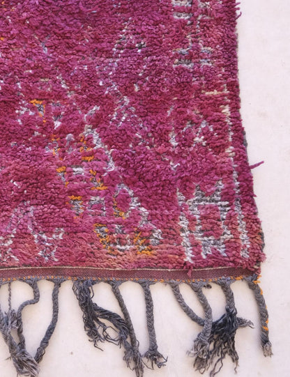 Handwoven Purple Berber Wool Carpet 12.1 x 6.4 ft / 370 x 195 cm - Surcoma