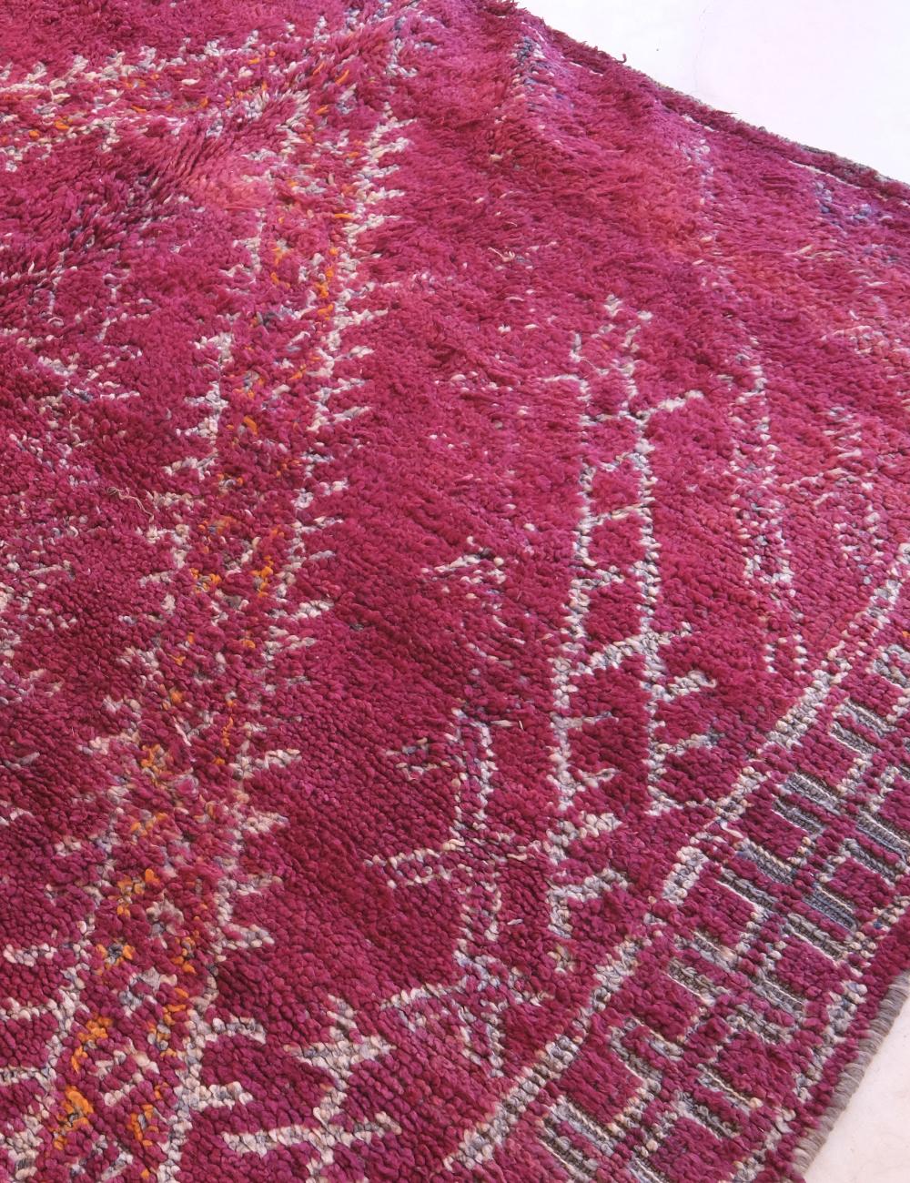 Handwoven Purple Berber Wool Carpet 12.1 x 6.4 ft / 370 x 195 cm - Surcoma