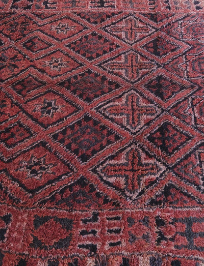 Faded Red Moroccan Wool Rug 10.9 x 6.8 ft / 332 x 210 cm - Surcoma