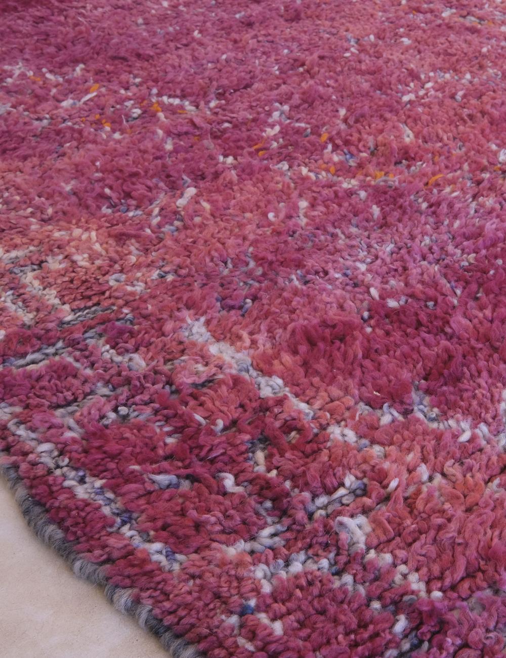 Handwoven Purple Berber Wool Carpet 12.1 x 6.4 ft / 370 x 195 cm - Surcoma