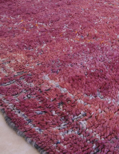 Handwoven Purple Berber Wool Carpet 12.1 x 6.4 ft / 370 x 195 cm - Surcoma