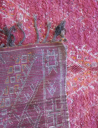 Handwoven Purple Berber Wool Carpet 12.1 x 6.4 ft / 370 x 195 cm - Surcoma