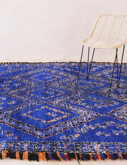 Moroccan Collector Cobalt Blue Rug 13 x 6.8 ft / 397 x 210 cm