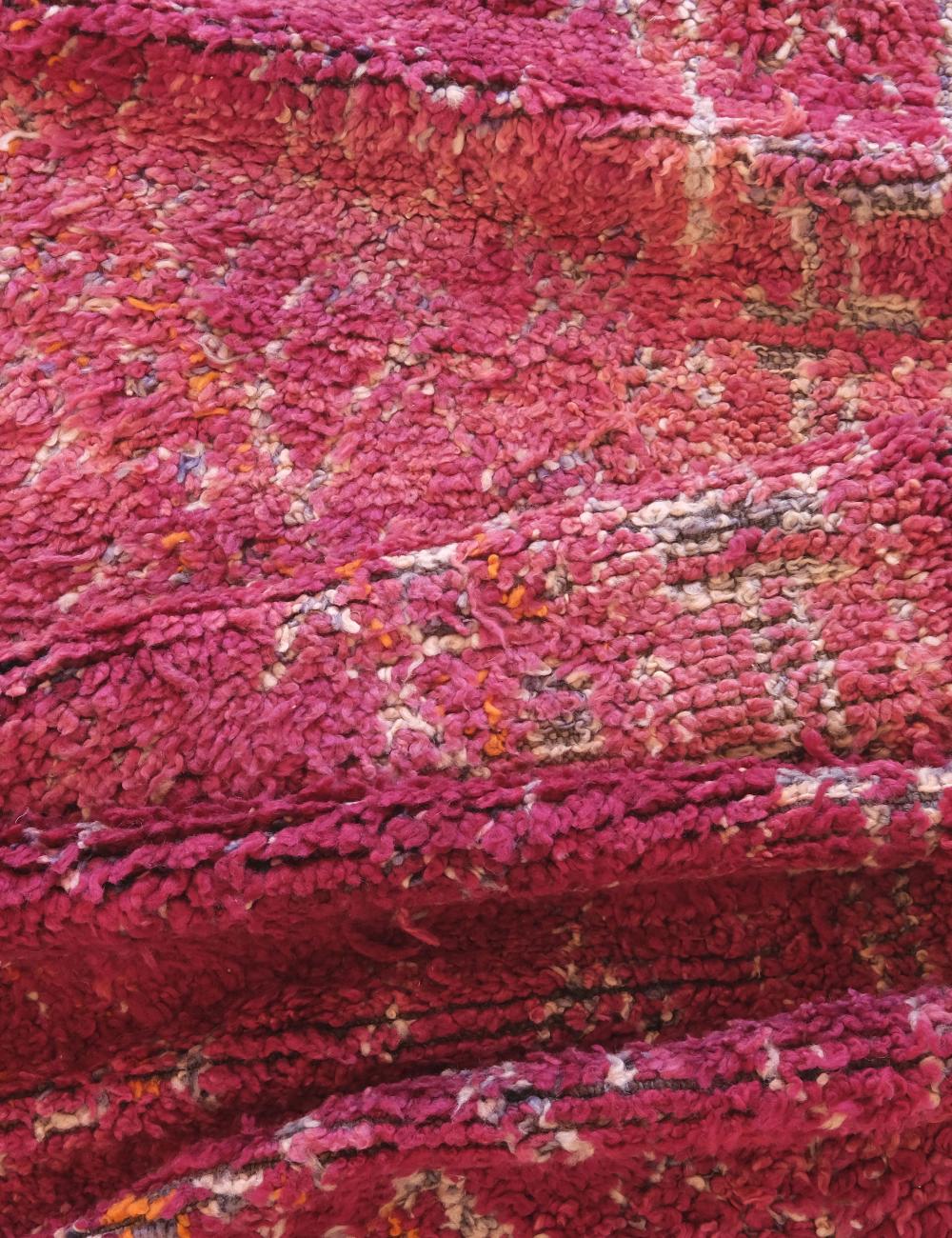 Handwoven Purple Berber Wool Carpet 12.1 x 6.4 ft / 370 x 195 cm - Surcoma