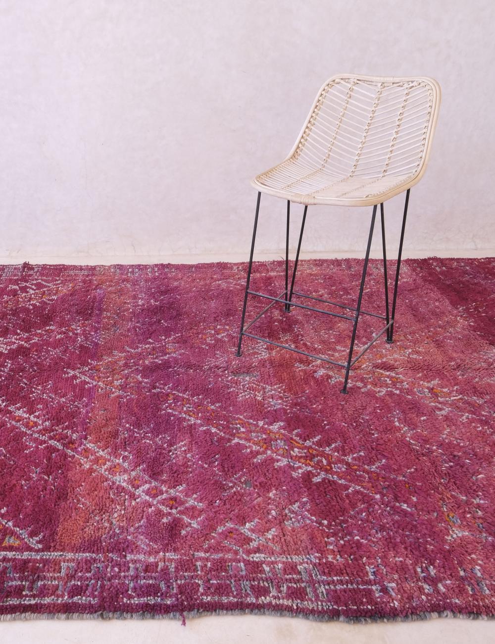 Handwoven Purple Berber Wool Carpet 12.1 x 6.4 ft / 370 x 195 cm - Surcoma