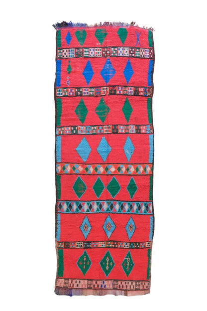 Moroccan Colorful Boujad Runner Rug 11.2 x 4 ft / 340 x 123 cm - Surcoma