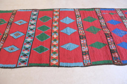 Moroccan Colorful Boujad Runner Rug 11.2 x 4 ft / 340 x 123 cm - Surcoma