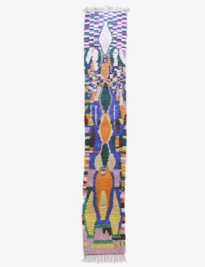 Moroccan Colorful Wool Runner Rug 14.9 x 2.5 ft / 453 x 79 cm