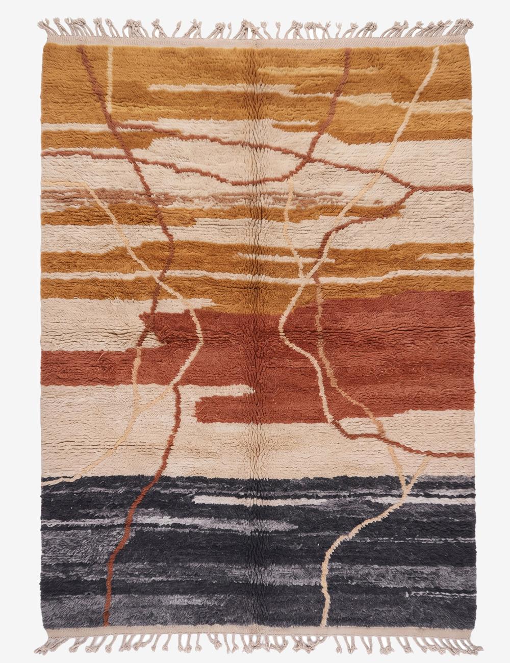 Neutral Abstract Beni Mrirt Moroccan Rug