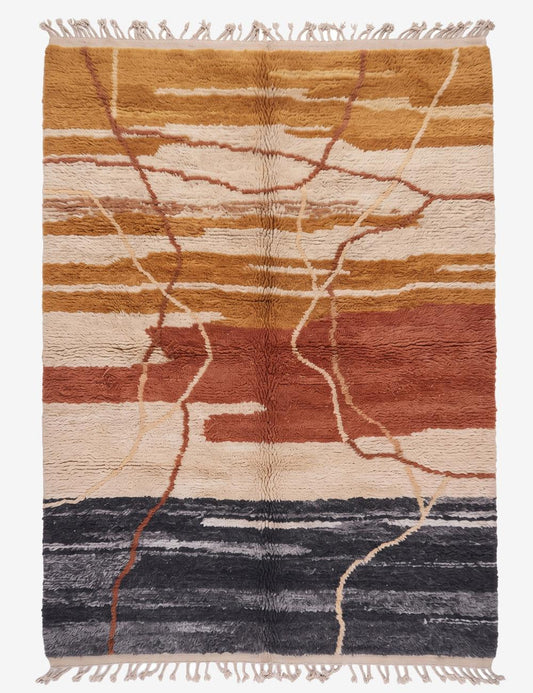Neutral Abstract Beni Mrirt Moroccan Rug