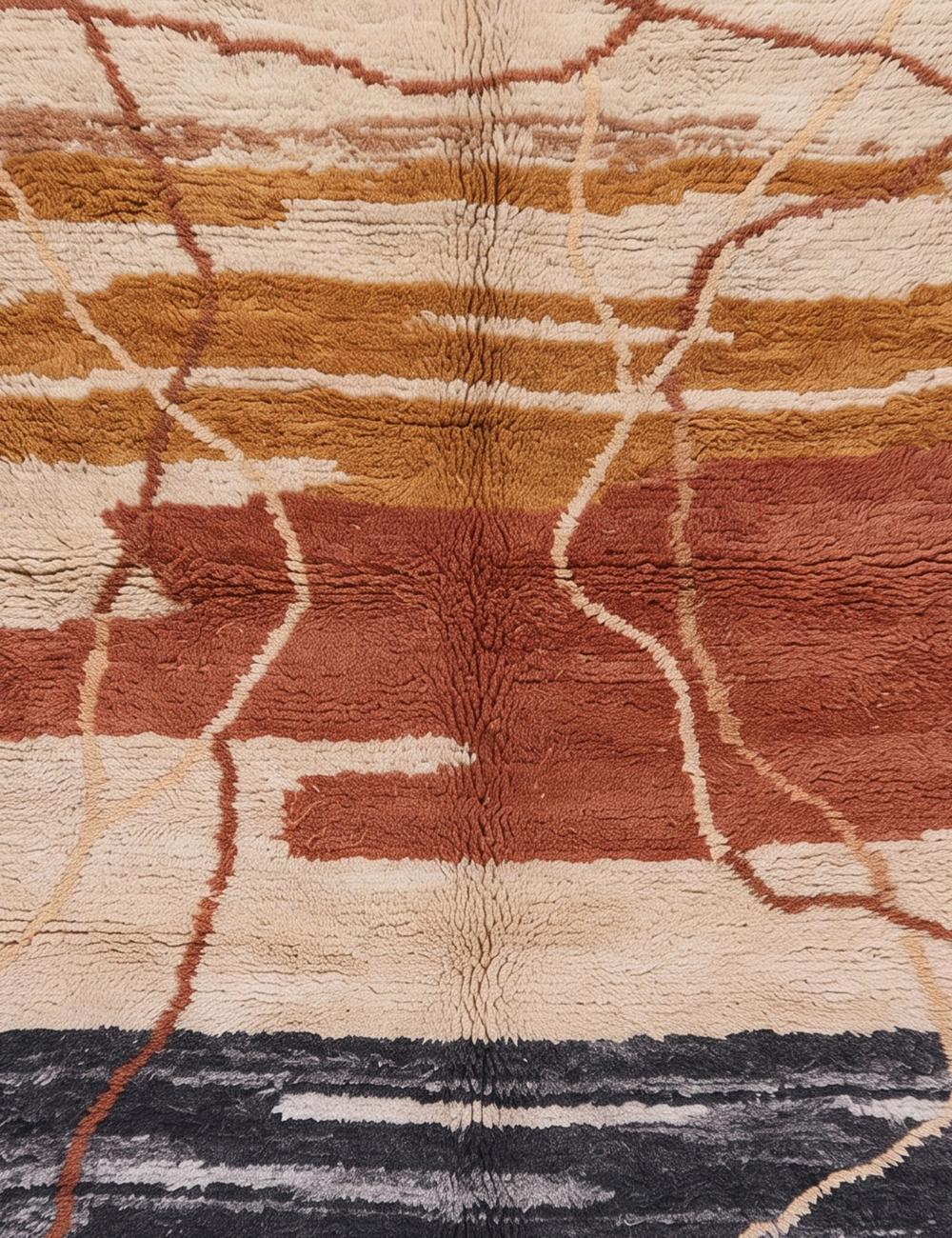 Neutral Abstract Beni Mrirt Moroccan Rug