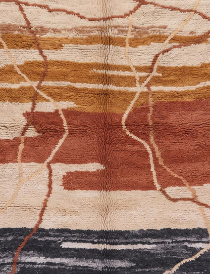 Neutral Abstract Beni Mrirt Moroccan Rug