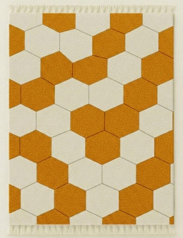 Custom Geometric Wool Rug – Modern Hexagon Design in Green & Cream ...