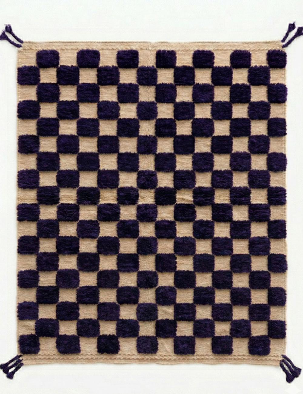 Custom Checkered Moroccan Wool Rug - Forma 39
