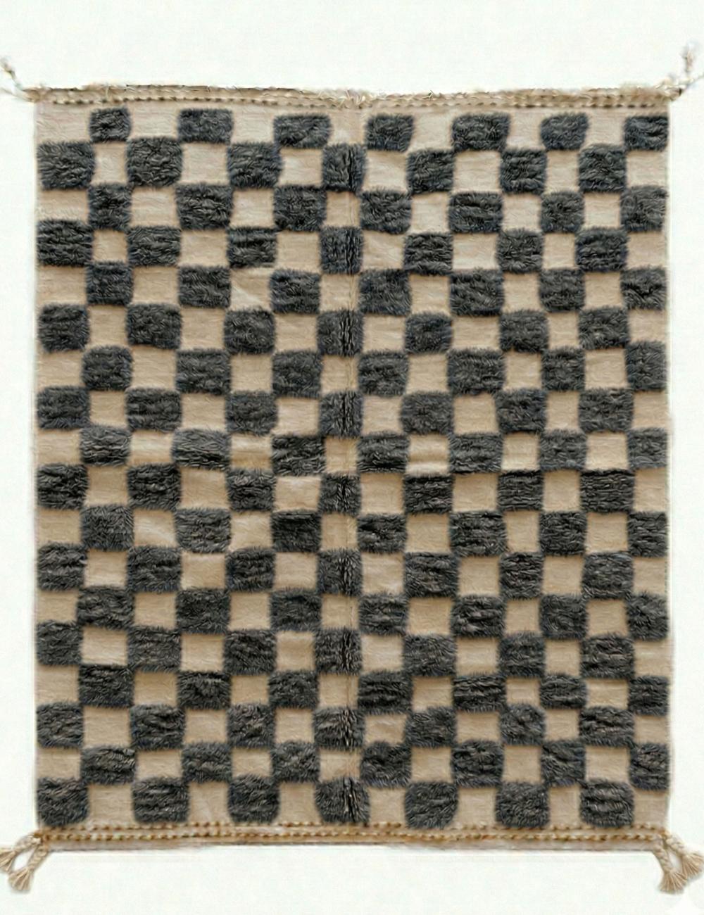 Custom Checkered Moroccan Wool Rug - Forma 39
