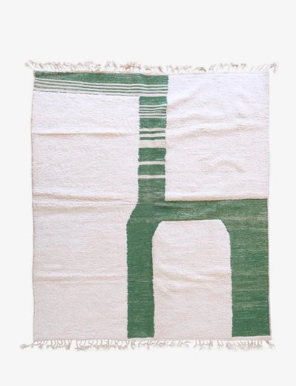 Green Moroccan Rug 9.6 x 8.2 ft / 293 x 251 cm - Surcoma