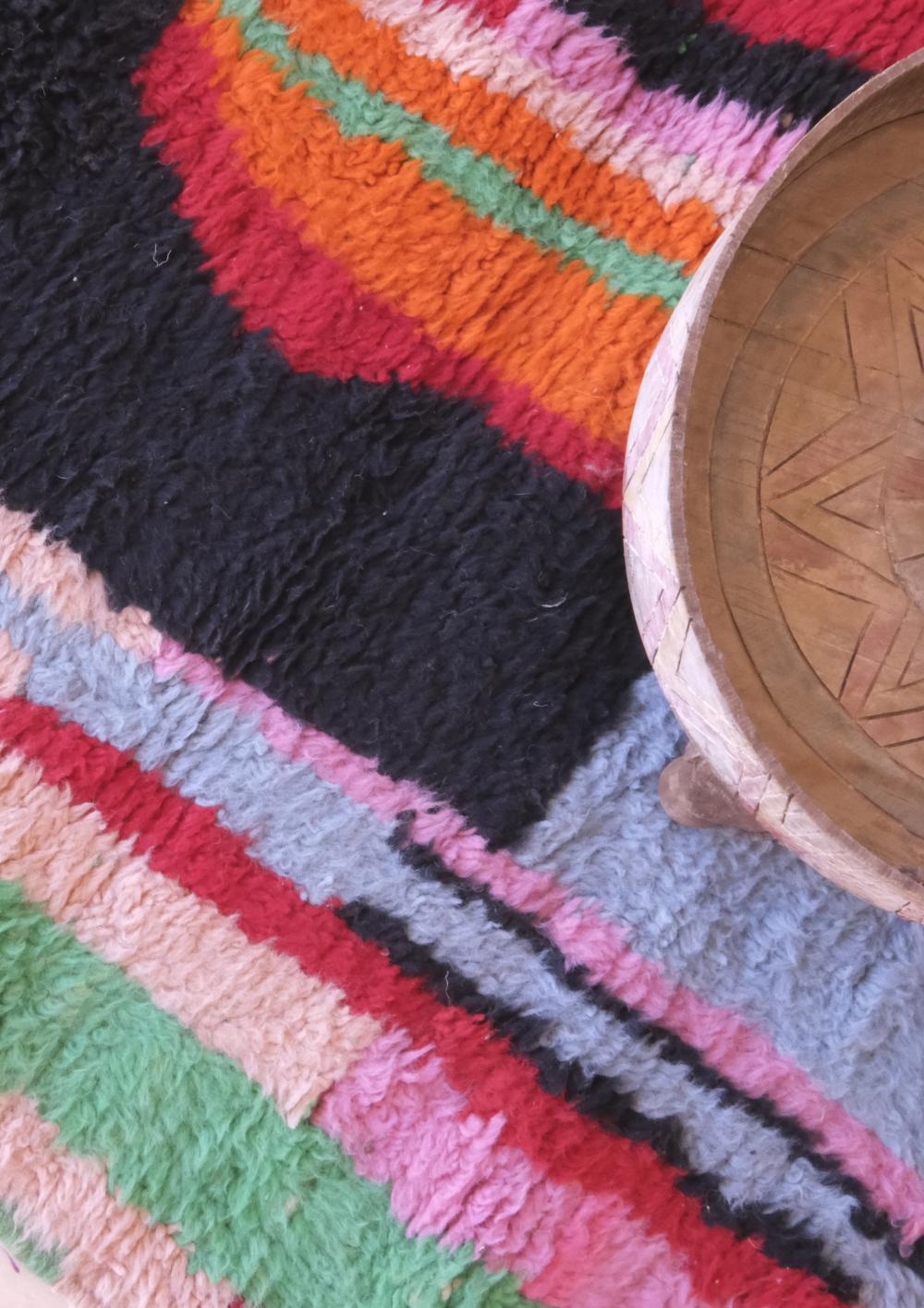 Moroccan Handknotted Colorful Runner Rug 10.9 x 3 ft / 332 x 92 cm