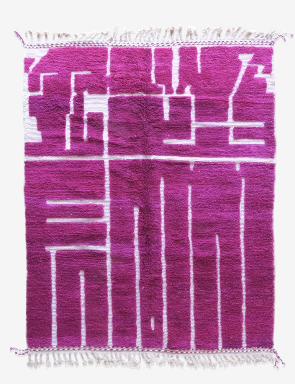 Moroccan Magenta Wool Rug 8.2 x 6.3 ft / 249 x 192 cm