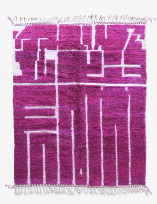 Moroccan Magenta Wool Rug 8.2 x 6.3 ft / 249 x 192 cm