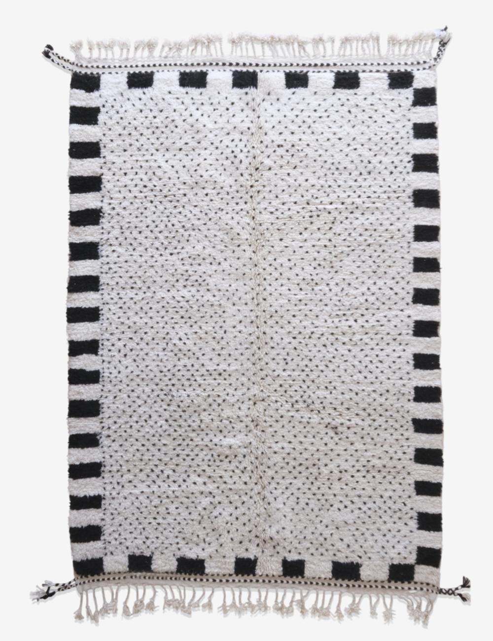Beni Ourain Moroccan White Wool Rug - 10.6 x 7.1 ft / 322 x 218 cm